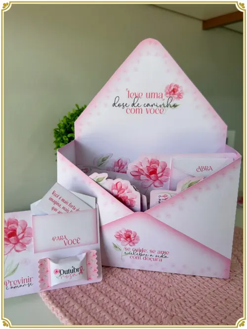 Arquivo de Corte caixa envelope outubro rosa