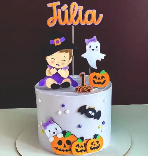 Topo de bolo halloween menina bruxinha baby