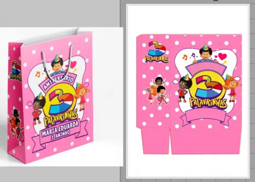 Arquivo de Corte sacolinha menina três Palavrinhas