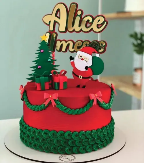 Arquivo de Corte topo de Bolo papai Noel Natal