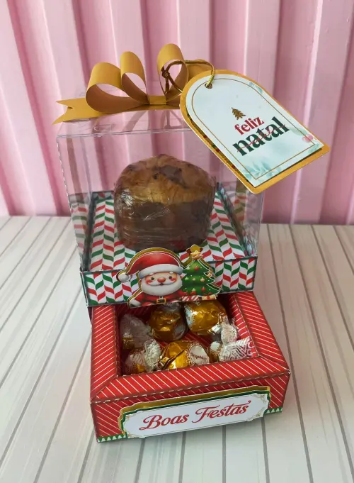 Arquivo de Corte Caixa mini panetone natal