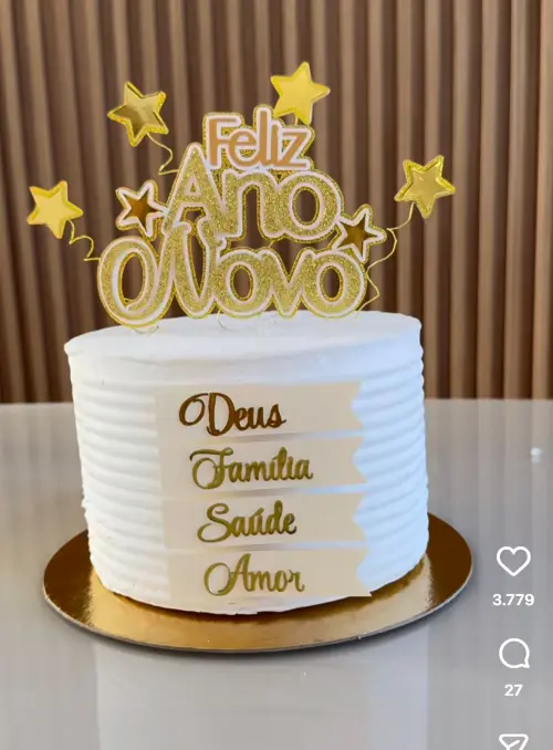 Arquivo de corte topo de bolo mensagem ano novo