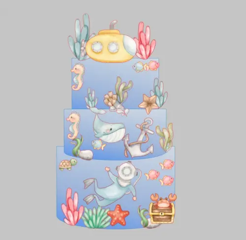 Arquivo de Corte topo fundo do mar aquarela