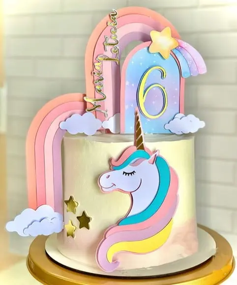 Arquivo de Corte Topo de Bolo Unicornio Arco Iris