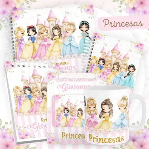 Arquivo Digital Combo Caderneta Princesas