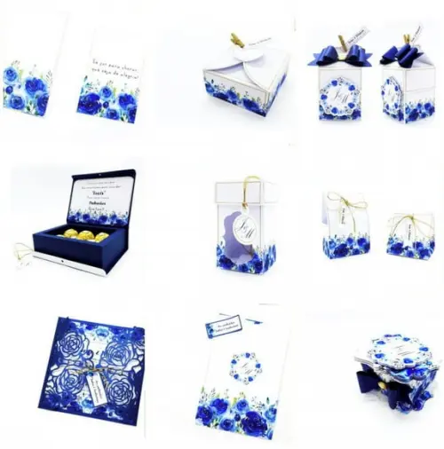 Arquivos de Corte Kit Casamento Floral Azul