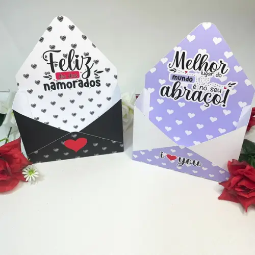 Arquivos de Corte Caixas Envelopes Dia dos Namorados