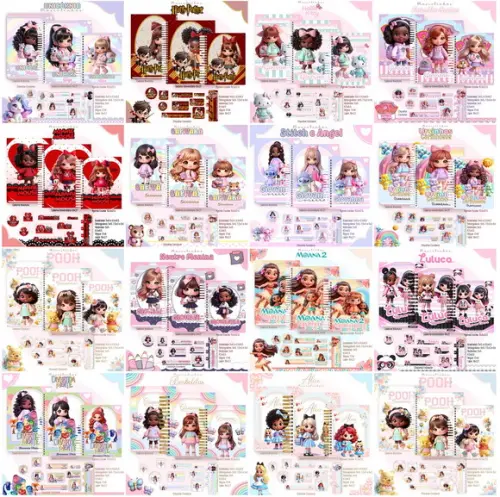 Arquivo de Corte Combo Etiquetas Mascotinhas Personagens