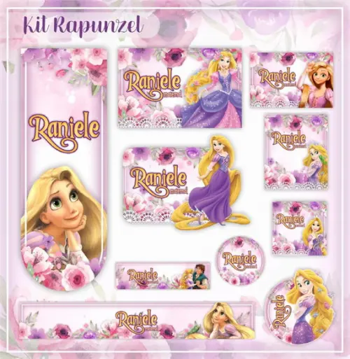 Arquivo Digital Corte Etiquetas Rapunzel