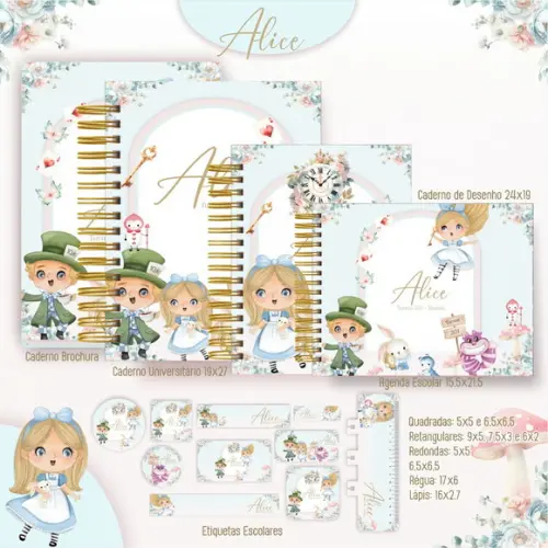 Arquivo Digital Combo Etiquetas Alice no Pais das Maravilhas