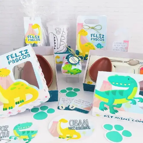Arquivo de Corte Kit Confeiteiro Dino em Studio/pdf