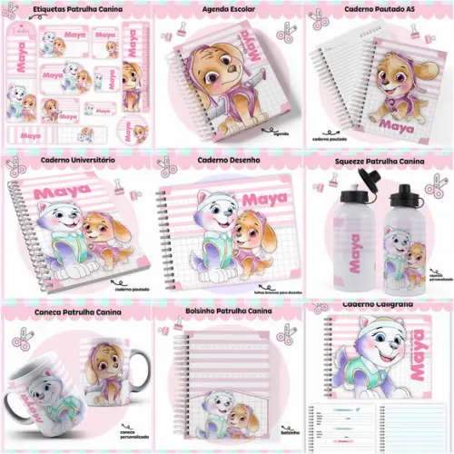 Arquivo Digital Combo Encadernação Patrulha Canina Rosa