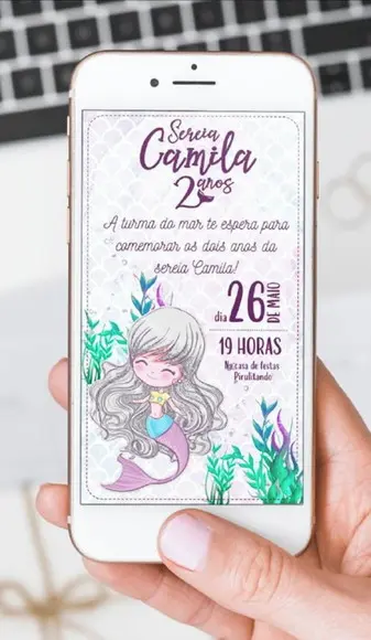 Convite Digital Sereia em Png e pdf