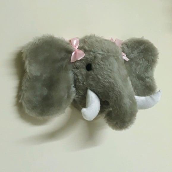 Cabeça de Elefante Falsa Taxidermia em Pelúcia
