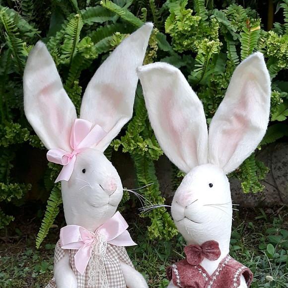 Kit Casal de Coelhos para Decoração