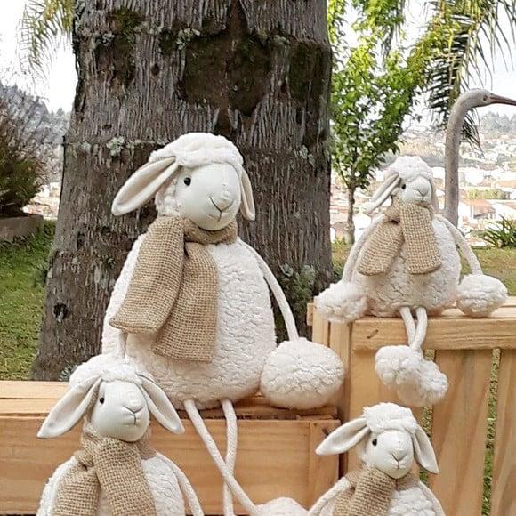 Kit de Ovelhas Rústicas com Pernas de Corda