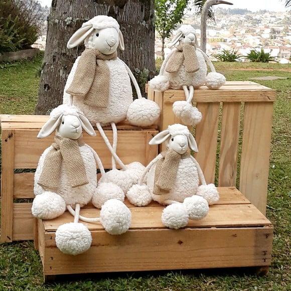 Kit de Ovelhas Rústicas com Pernas de Corda