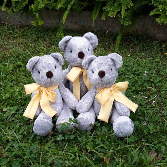 Kit Ursos para Decoração com Laço Amarelo