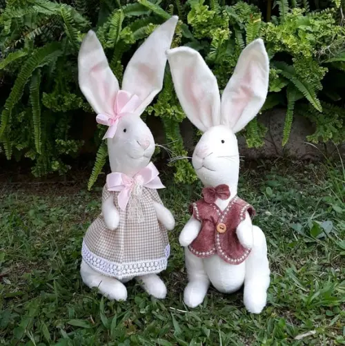 Kit Casal de Coelhos para Decoração