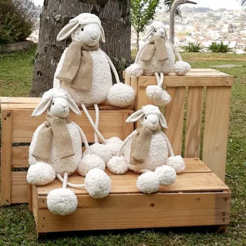 Kit de Ovelhas Rústicas com Pernas de Corda