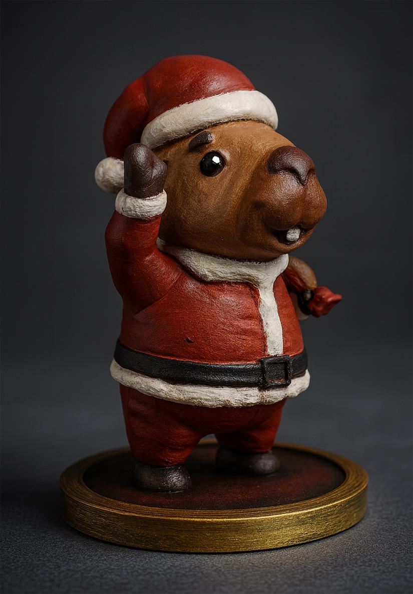 Capivara Natalina Enfeite Criativo de Natal Feito à Mão