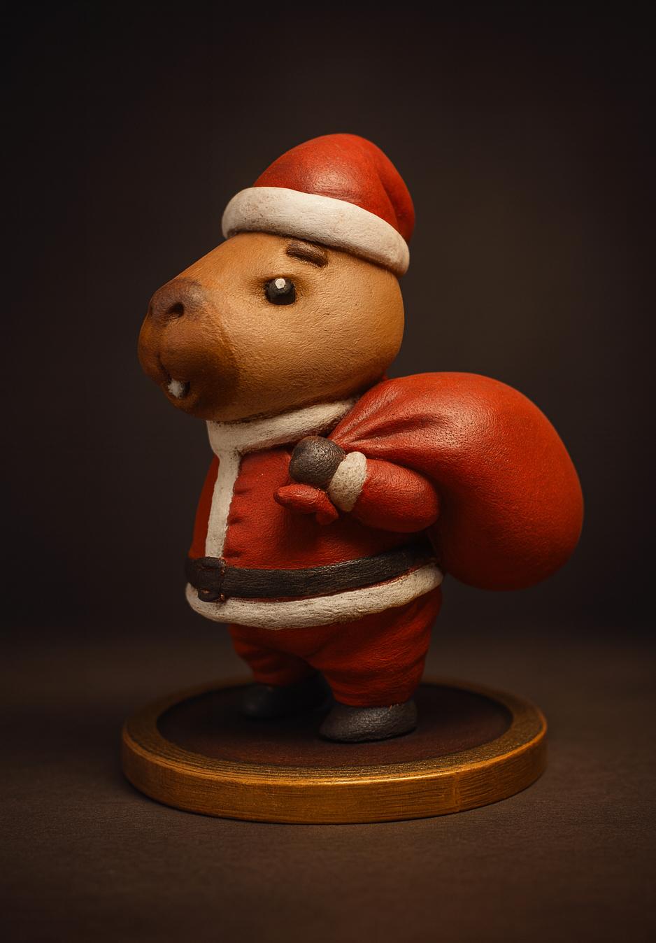 Capivara Natalina Enfeite Criativo de Natal Feito à Mão