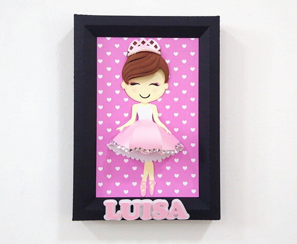 Bailarina Quadro 3d com Nome