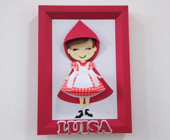 Chapeuzinho Vermelho Quadro 3d com Nome