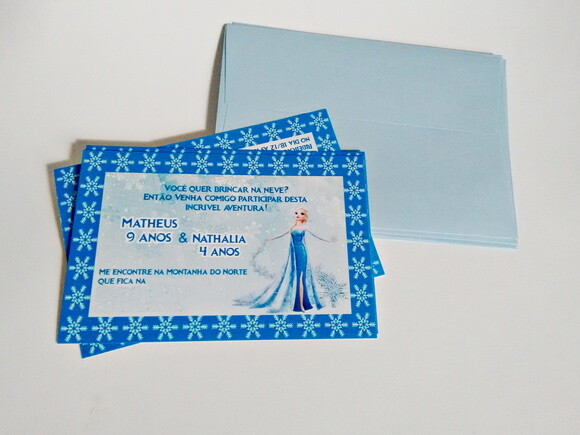 Frozen | Kit 20 Convites Aniversário Personalizados