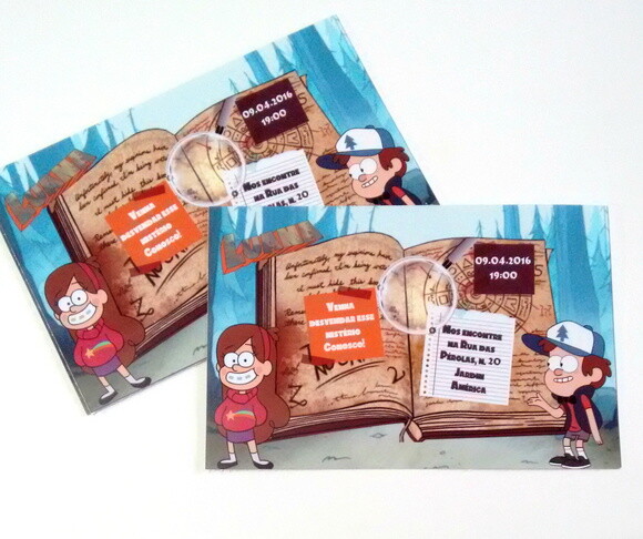 Gravity Falls | Kit 20 Convites Aniversário Personalizado
