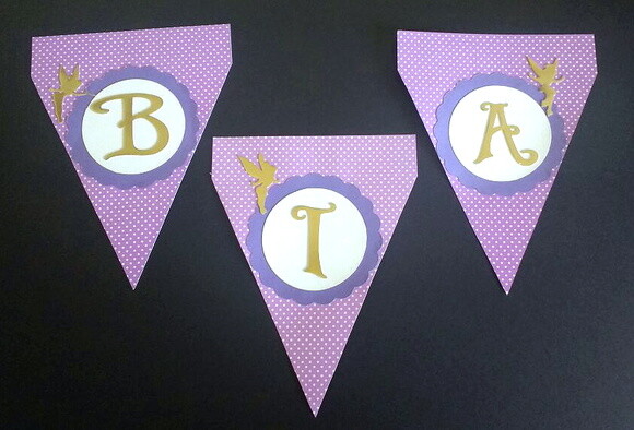 Sininho | Kit 06 Bandeirolas Personalizadas Tinker Bell