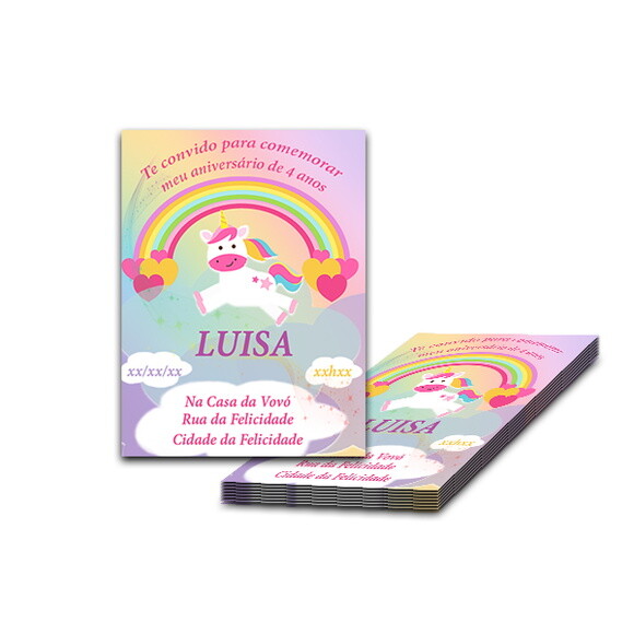 Unicornio | Kit 20 Convites de Aniversário