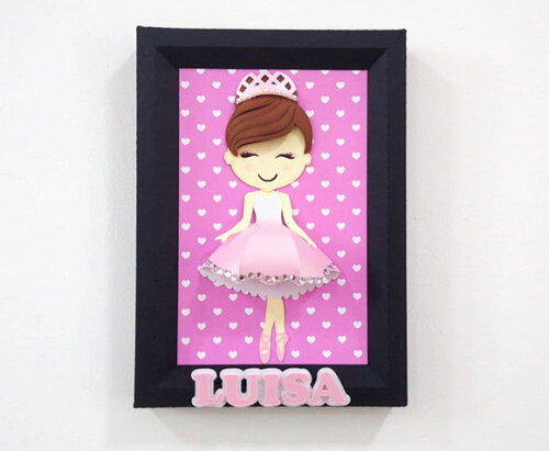 Bailarina Quadro 3d com Nome
