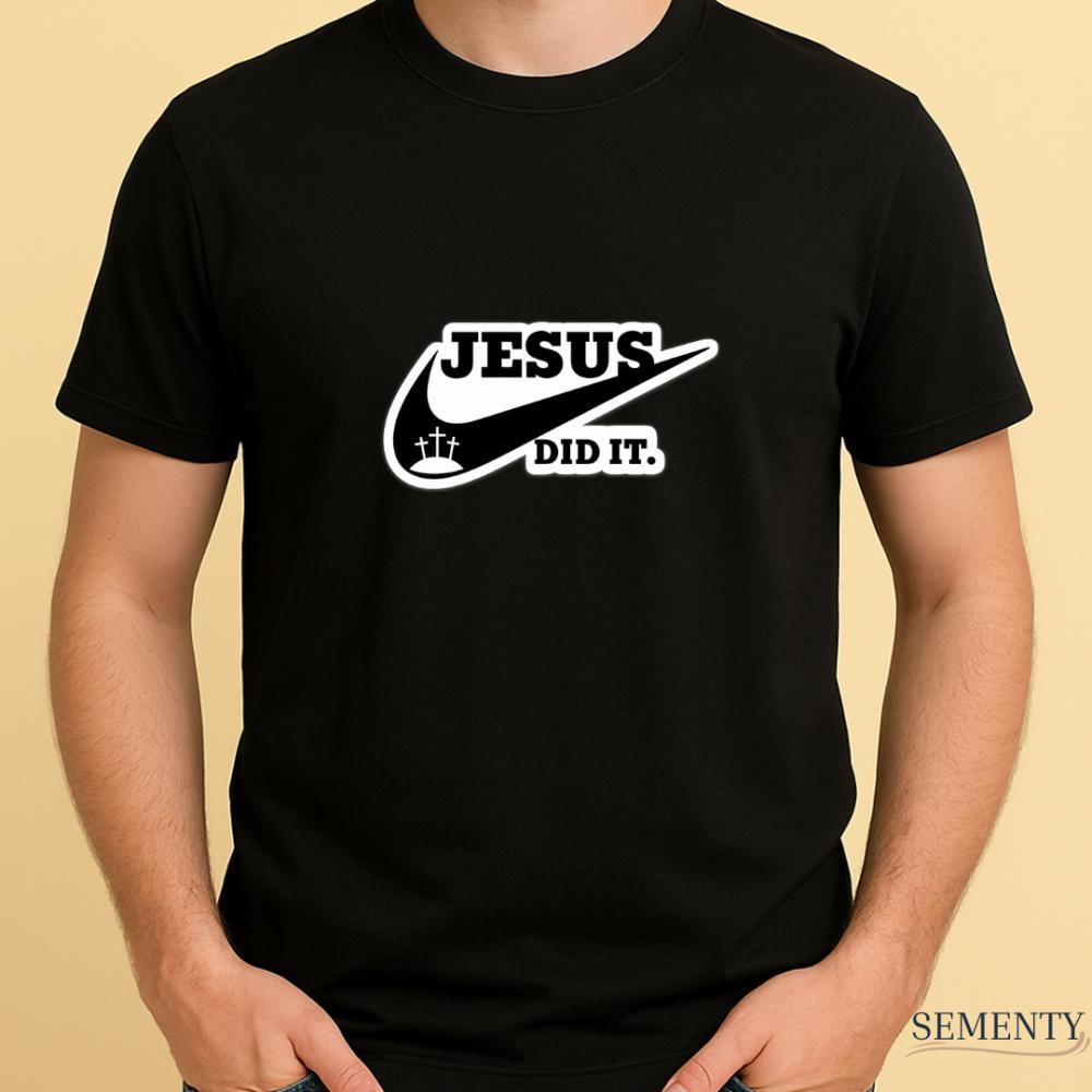 Camiseta Branca Jesus Did It com Estampa Criativa – Fé, Estilo