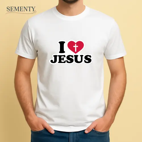 Camiseta Branca I love Jesus com Cruz no Coração – Simples, Poderosa e Cheia de Fé