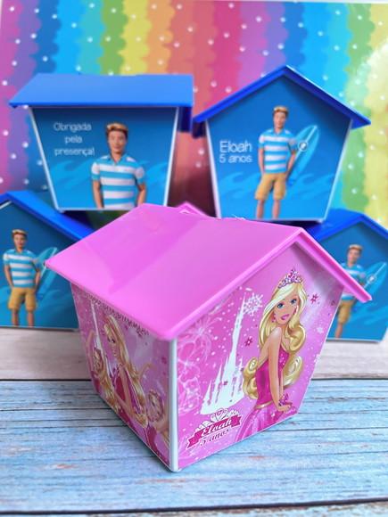 30 Casinha Cofre Personalizada nos 4 Lados Barbie