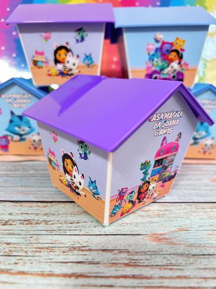 30 Casinha Cofre Personalizada 4 Lados Casa Magica da Gabby