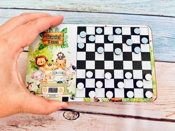 20 Mini Dama Personalizado com Sacolinha de Pvc