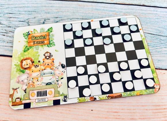 30 Mini Dama Personalizado - Safari - Sacolinha de Pvc