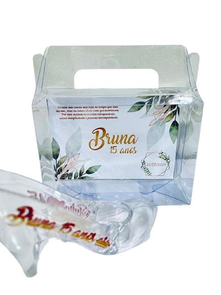 40 Sapatinho de Acrílico + Maleta Personalizada Lembrancinha