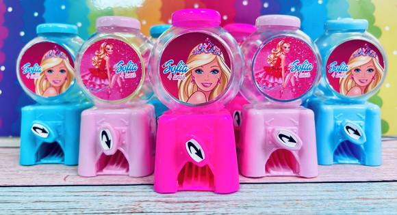 20 Mini Baleiro Candy Machine Personalizado Barbie