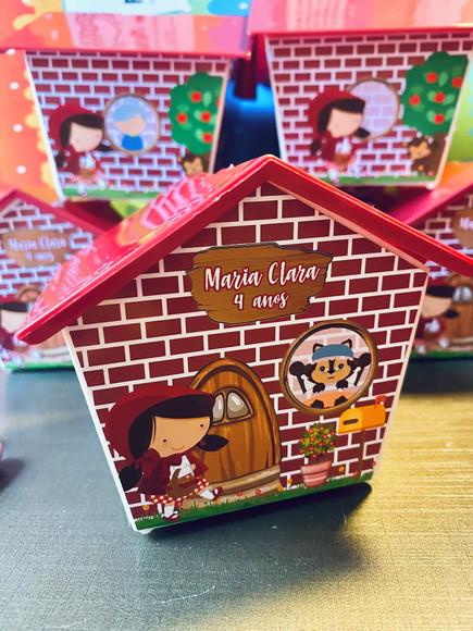 30 Casinha Cofre Personalizada 4 Lados Chapeuzinho Vermelho