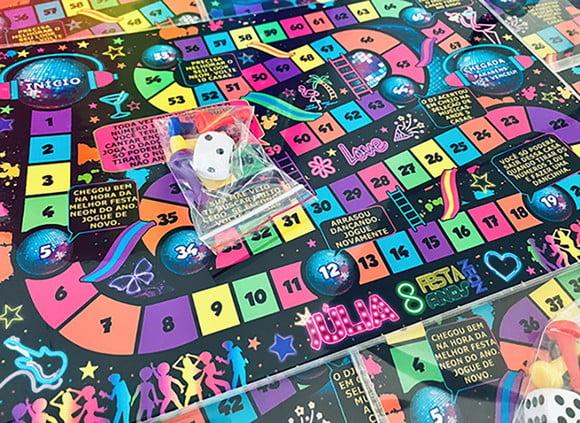 30 Jogo de Tabuleiro Festa Neon - Lembrancinha