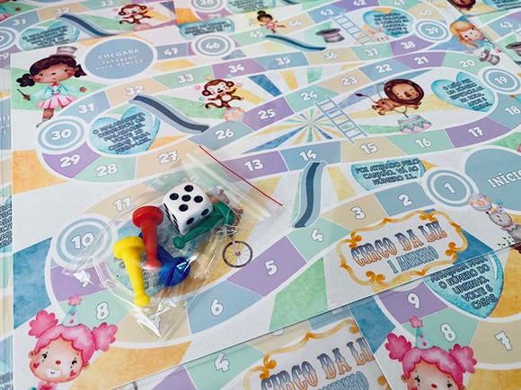 10 Jogo de Tabuleiro Personalizado Circo Rosa
