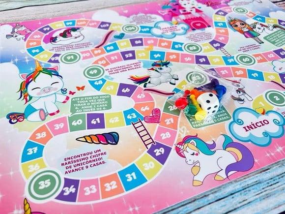 20 Jogos de Tabuleiro Personalizado Unicórnio 40x30cm / Lembranc