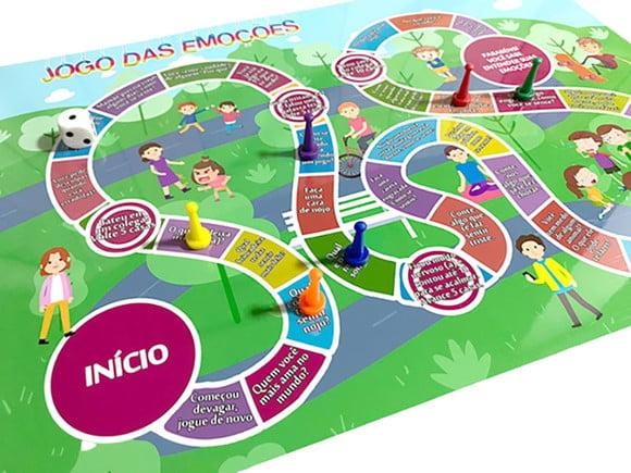 Jogo das Emoções Tabuleiro + 4pinos + 1 Dado + Embalagem