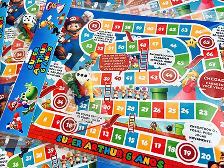 20 Jogos de Tabuleiro Personalizado Super Mário / Lembrancinha d
