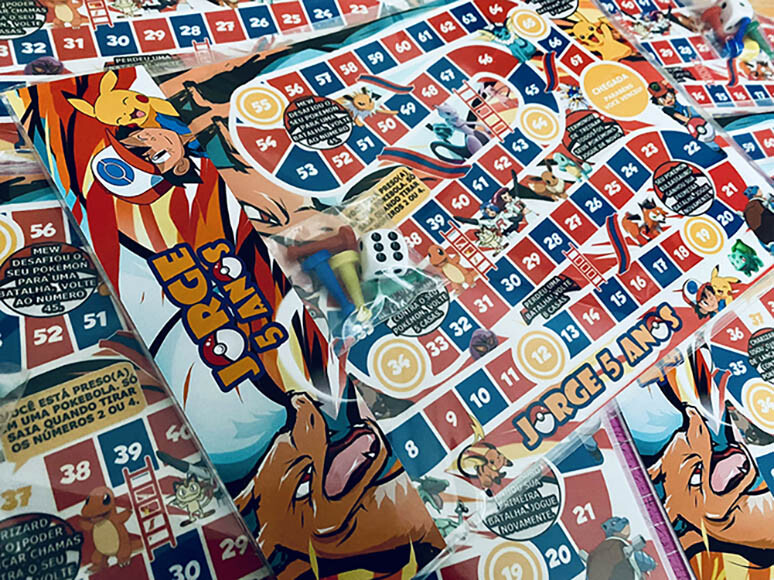 20 Jogos de Tabuleiro Personalizado Pokemón / Lembrancinha de fe