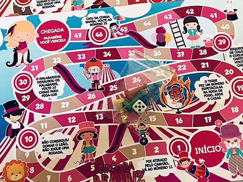 20 Jogo de Tabuleiro Personalizado Tema Circo / Lembrancinha