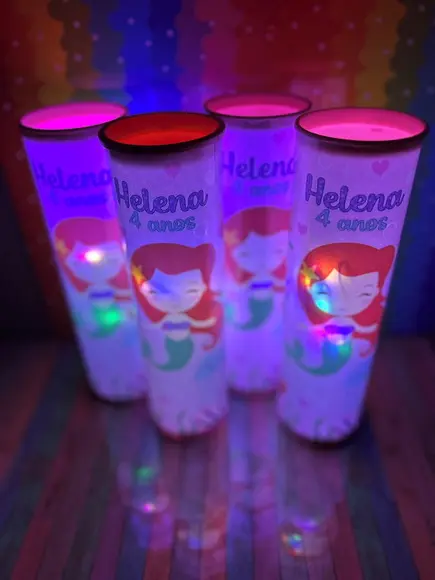 20 Luminarias de Led para Festa - Festa Pequena Sereia Cute